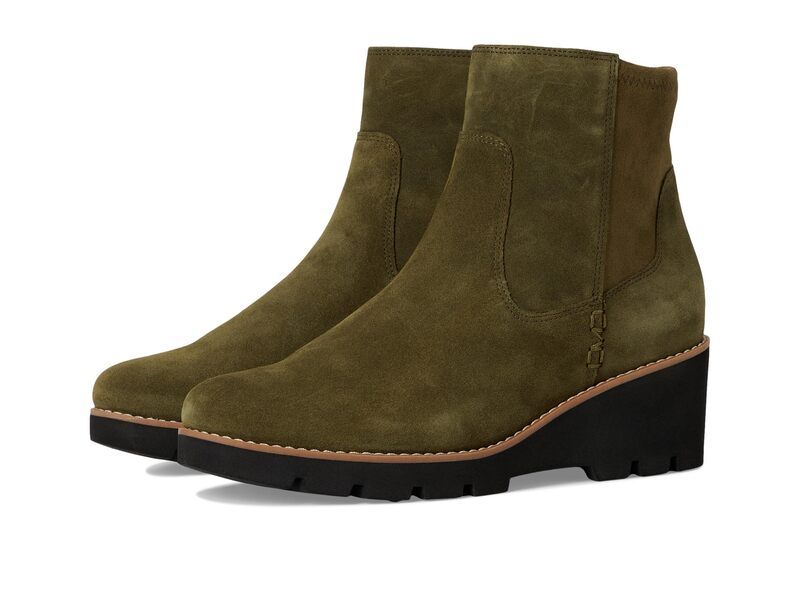 バイオニック レディース シューズ ブーツ・レインブーツ VIONIC Ariana Zip Short Boots Dark Olive Suede オリーブ