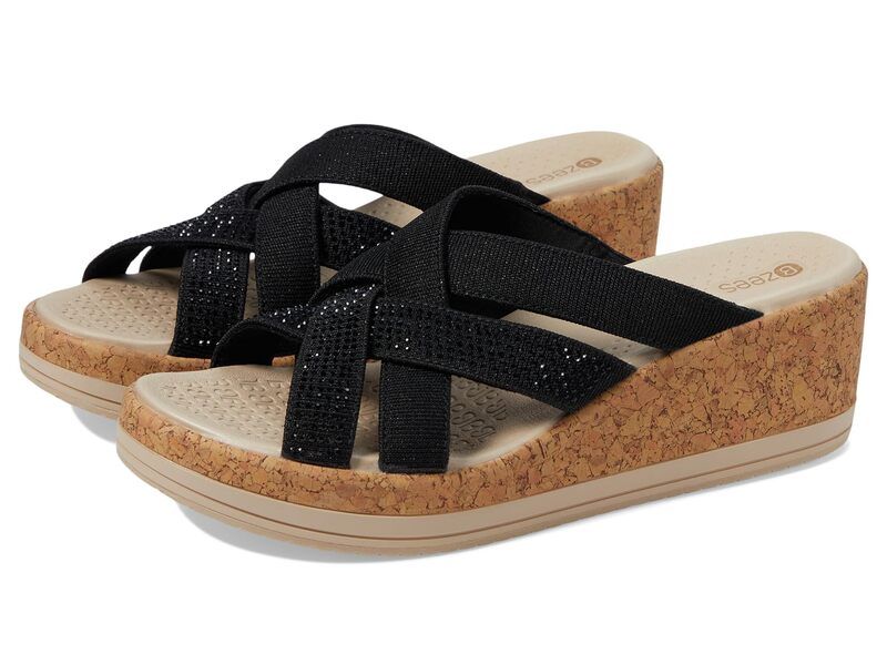 ビジーズ レディース シューズ ヒール サンダル Bzees Reign Wedge Sandals Black ブラック