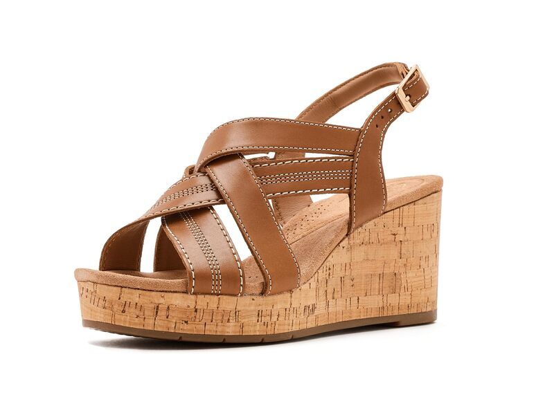クラークス レディース シューズ ヒール Clarksabina Sling Tan Leather タン