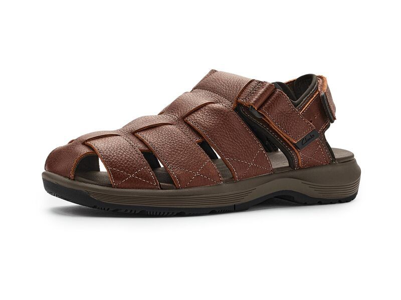 クラークス メンズ シューズ サンダル Clarks Guideview Cove Dark Brown Leat ブラウン