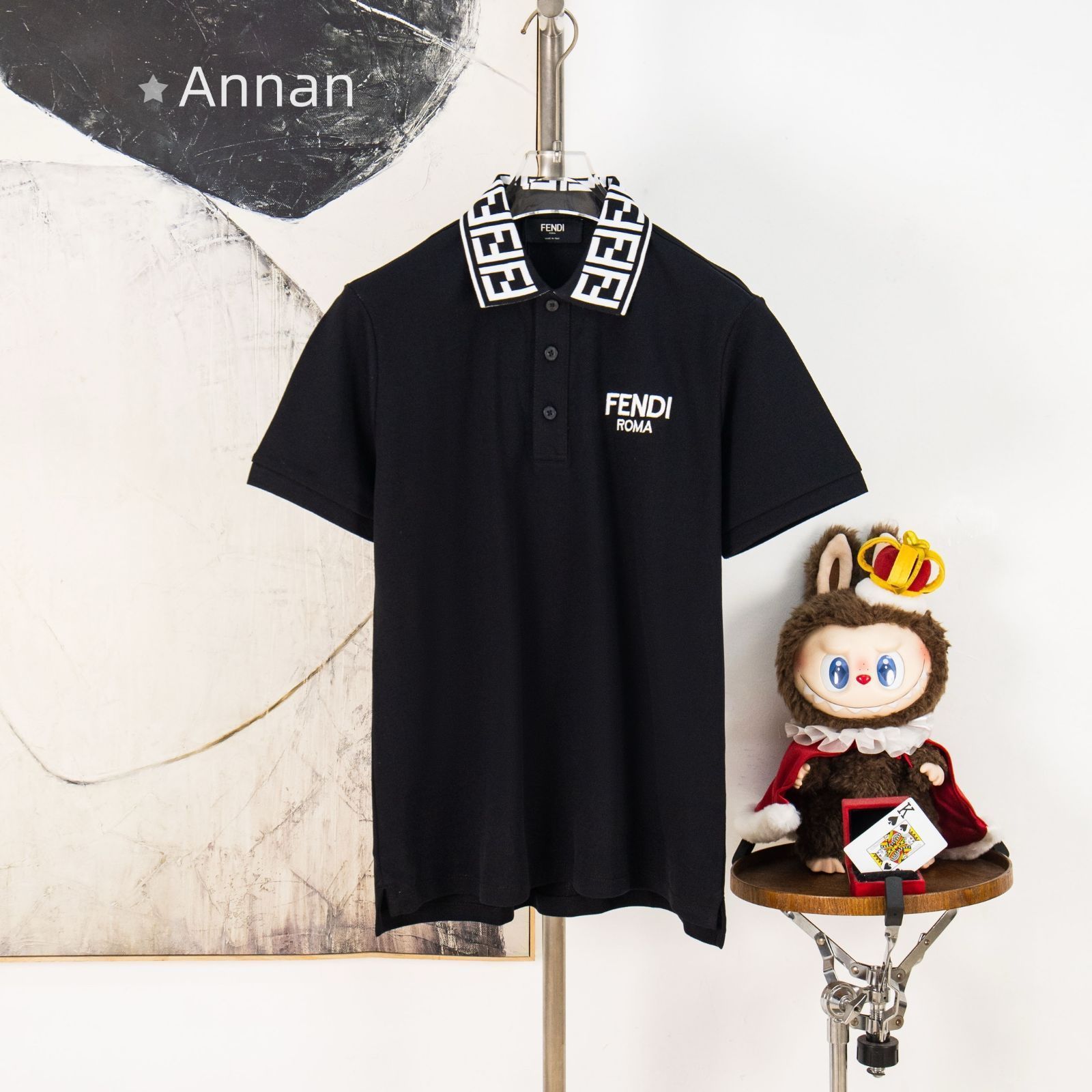 人気 極美品新品 タグ付 FENDI フェンディ ポロシャツ 半袖シャツ POLO メンズ レディース ユニセックス カジュアル