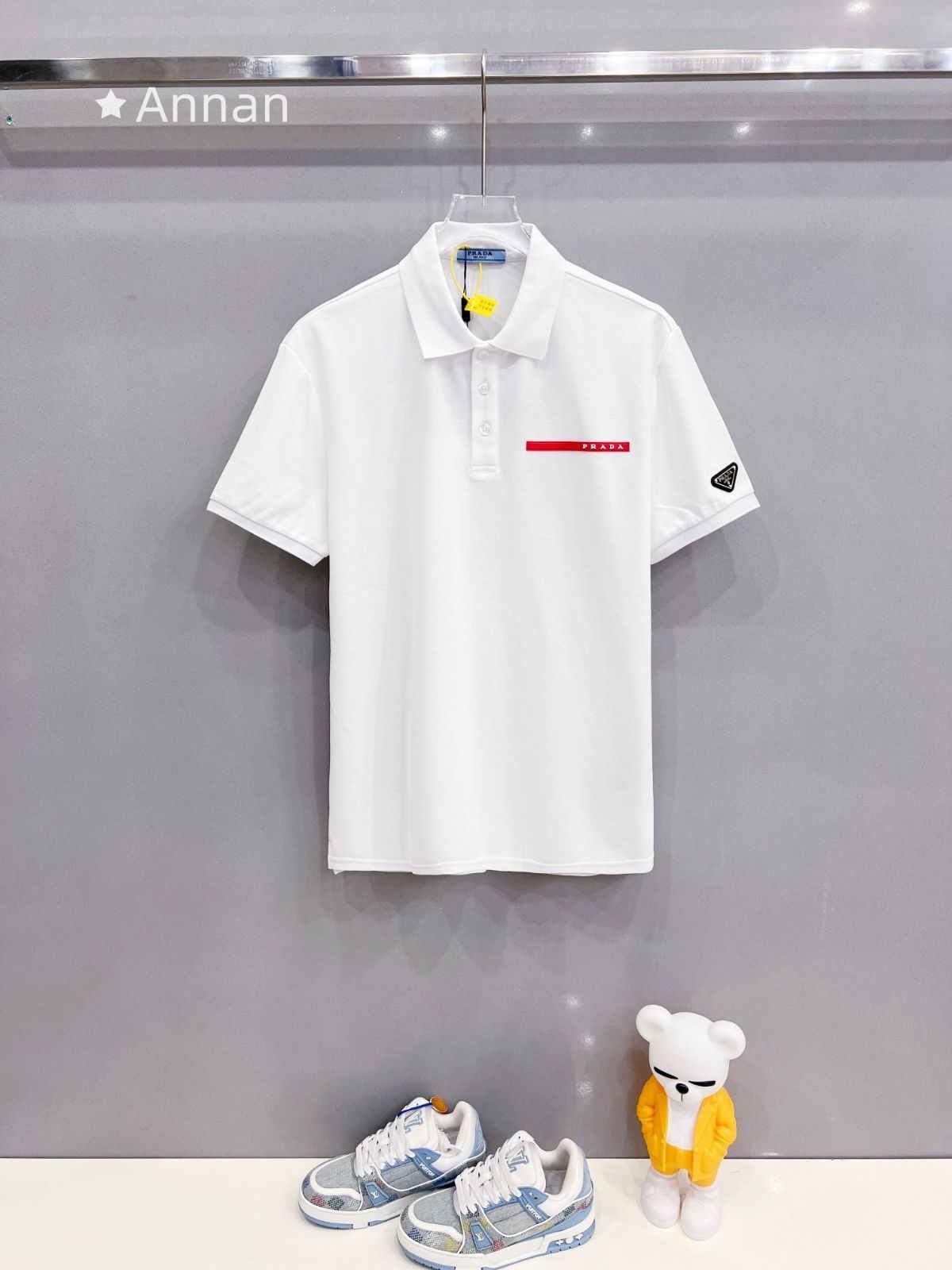 状態良 新品 タグ付 PRADA プラダ ポロシャツ 半袖シャツ POLO メンズ レディース ユニセックス カジュアル