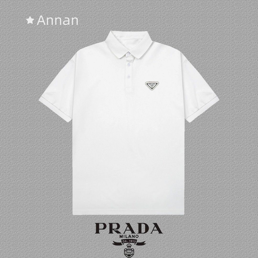 使用少 極美品 人気 新品 タグ付 PRADA プラダ ポロシャツ 半袖シャツ POLO メンズ レディース ユニセックス カジュアル