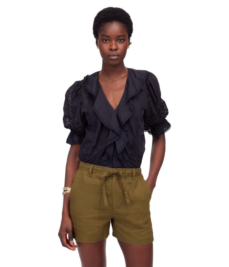 メイドウェル レディース ボトムス ハーフパンツ・ショーツ ショートパンツ リネン Madewell Utility E Back Shorts 100 Linen Safari Khaki カーキ