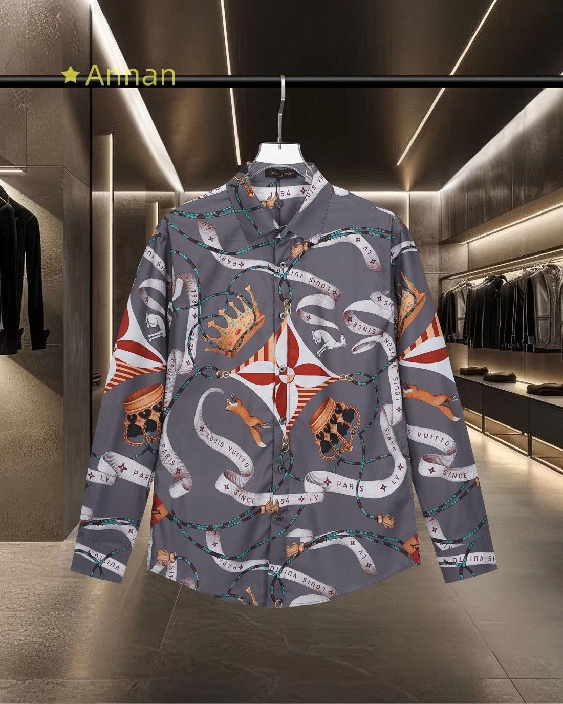 破格 可愛 美新品 タグ付 LV LOUIS VUITTON ルイヴィトン 長袖シャツ メンズ レディース ユニセックス カジュアル
