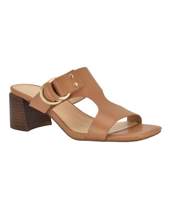 カルバンクライン レディース シューズ スリッポン・ローファー サンダル ヒール Calvin Klein Womens Vevia Block Heel SlipOn Sandals Cognac