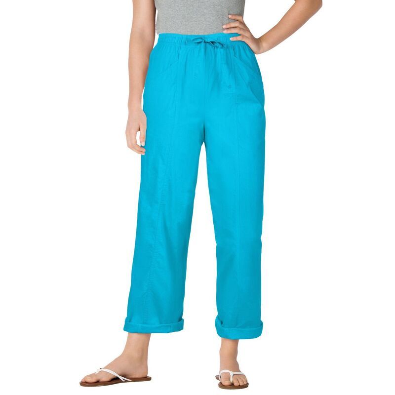 ウーマン ウィズイン レディース ボトムス カジュアルパンツ プラスサイズ Woman Within Plusize The Boardwalk Pant Pretty Turquoise ターコイズ
