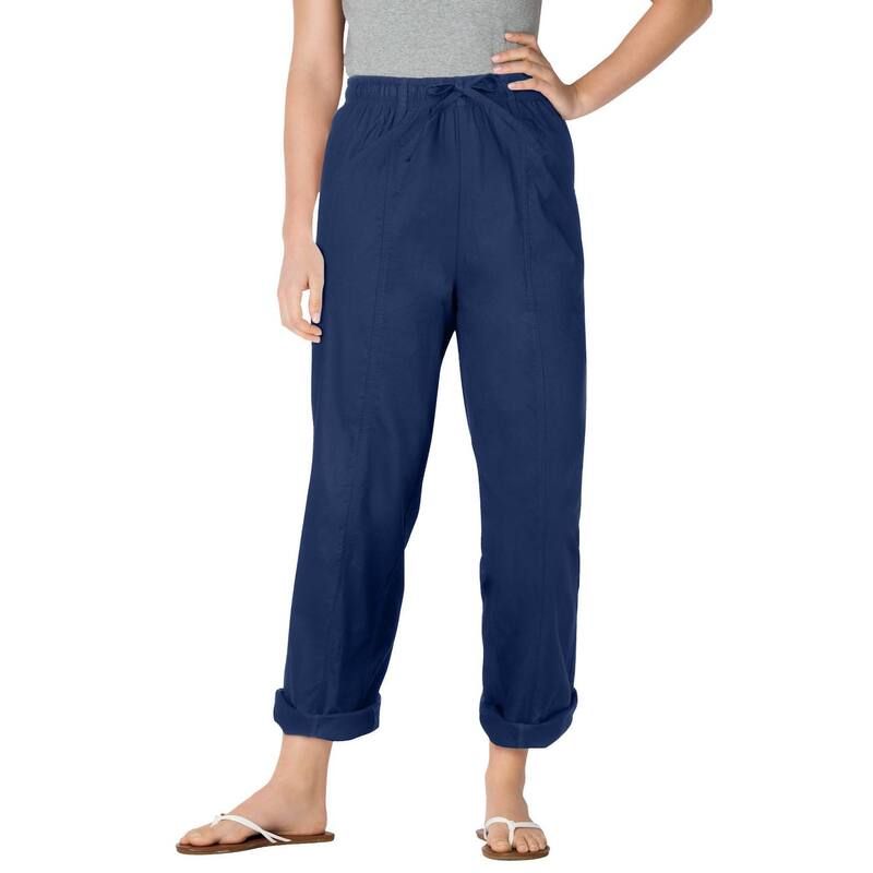 ウーマン ウィズイン レディース ボトムス カジュアルパンツ プラスサイズ プチ Woman Within Plusize Petite The Boardwalk Pant Navy ネイビー