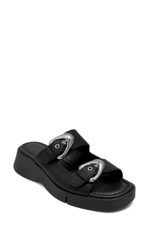 エアロソールズ レディース シューズ サンダル Aerosoles Faith Flatform Slide Sandal Black Fx Calf ブラック