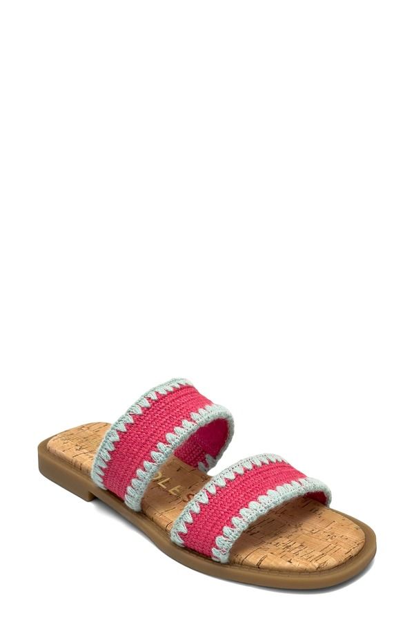 エアロソールズ レディース シューズ サンダル Aerosoles Centro TwoStrap Sandal Magenta Green Raffia Elastic マゼンタ