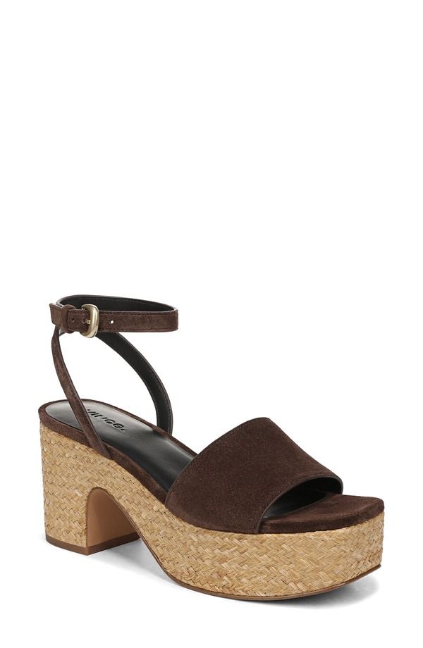 ヴィンス レディース シューズ ヒール プラットフォーム サンダル アンクル Vince Castellankle Straplatform Sandal Cacao Brown ブラウン
