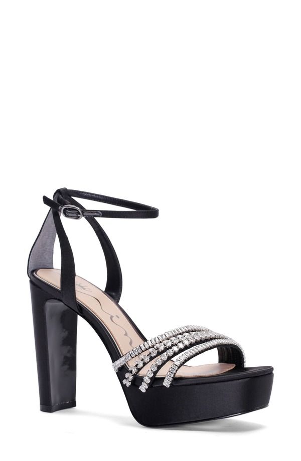 ニナ レディース シューズ ヒール プラットフォーム サンダル アンクル Ninagithankle Straplatform Sandal Black ブラック