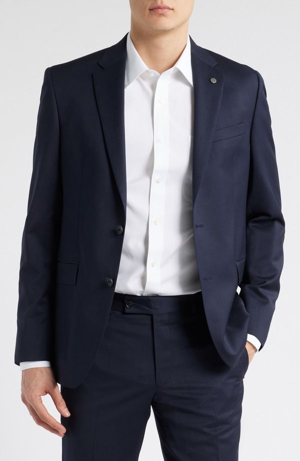 オールセインツ メンズ アウター ジャケット・ブルゾン スリムフィット ウール コート AllSaints Rosslim Fit Navy Stretch Wool Sport Coat Navy