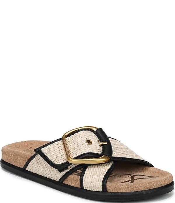 サムエデルマン レディース シューズ パンプス サンダル Sam Edelman Darla Raffia Multi Criss Cross Buckle Hardware Slide Sandal