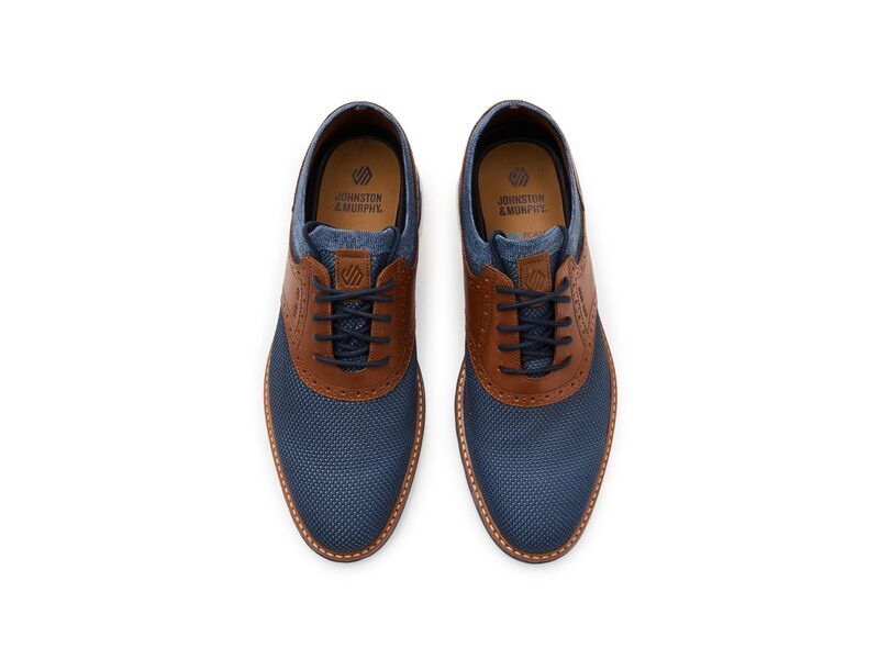 ジョンストンアンドマーフィー メンズ シューズ オックスフォード ニット Johnston Murphy Braxton Knit Saddle Navy KnitCogna ネイビー
