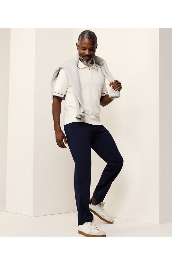 ランズエンド メンズ ボトムス カジュアルパンツ Lands End Traditional Fit Flex Performance Golf Pants Radiant Navy ネイビー