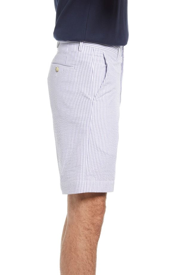 ベール メンズ ボトムス ハーフパンツ・ショーツ ショートパンツ Berle Flat Front Seersucker Shorts Navy ネイビー