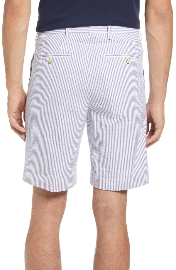 ベール メンズ ボトムス ハーフパンツ・ショーツ ショートパンツ Berle Flat Front Seersucker Shorts Navy ネイビー