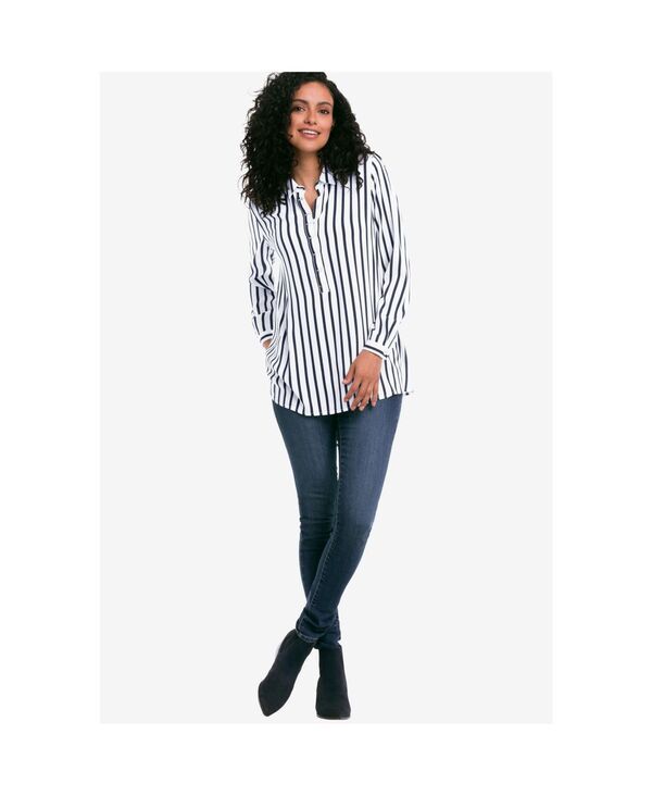 Ellos レディース トップス シャツ ellos Womens Button Placket Popover Tunic White ホワイト