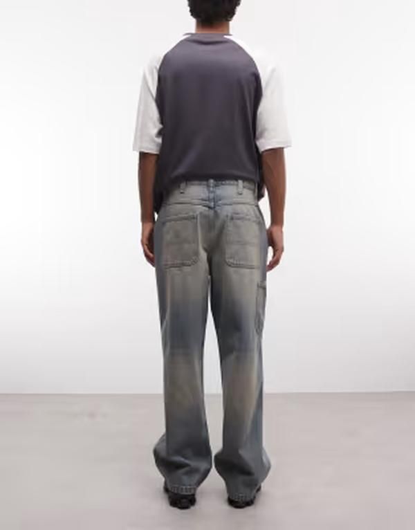 エイソス メンズ ボトムス デニムパンツ ジーンズ ASOS DESIGN baggy jeans in mid wash blue with tint Mid wash blue ブルー エイソス メンズ ボトムス デニムパンツ ジーンズ ASOS DESIGN baggy jeans in mid wash blue with tint Mid wash blue ブルー