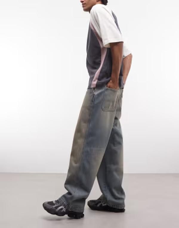 エイソス メンズ ボトムス デニムパンツ ジーンズ ASOS DESIGN baggy jeans in mid wash blue with tint Mid wash blue ブルー エイソス メンズ ボトムス デニムパンツ ジーンズ ASOS DESIGN baggy jeans in mid wash blue with tint Mid wash blue ブルー