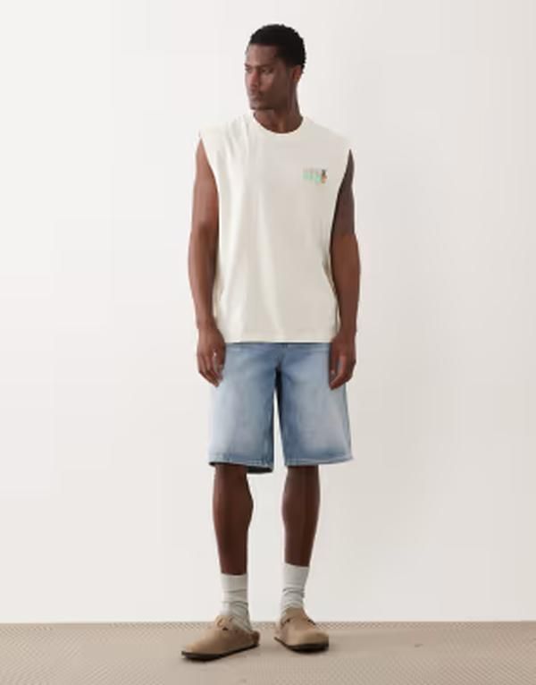 ジャック アンド ジョーンズ メンズ トップス ベスト プリント Jack Jones oversize tank with summer daze back print Antique White ジャック アンド ジョーンズ メンズ トップス ベスト プリント Jack Jones oversize tank with summer daze back print Antique White