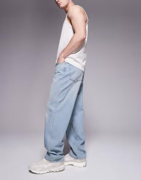 エイソス メンズ ボトムス デニムパンツ ジーンズ ASOS DESIGN baggy jeans in light wash LIGHT WASH BLUE ブルー