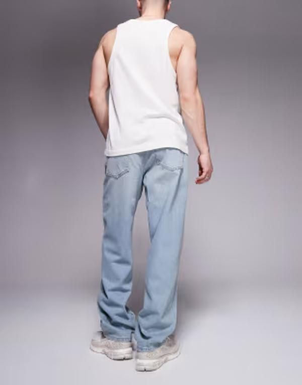 エイソス メンズ ボトムス デニムパンツ ジーンズ ASOS DESIGN baggy jeans in light wash LIGHT WASH BLUE ブルー