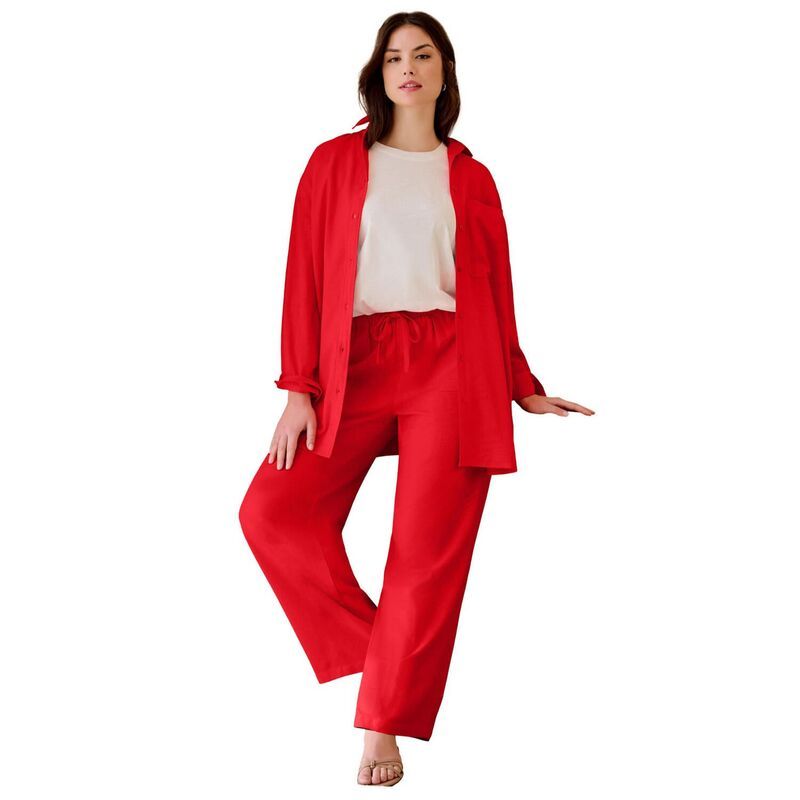 Ellos レディース ボトムス カジュアルパンツ プラスサイズ リネン Ellos Plusize LinenBlend Elastic Waist Drawstring Relaxed Pant