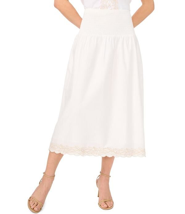 セセ レディース ボトムスカート A ライン ミディ シャーリング レース CeCe Woven Smocked Lace Scalloped Midi ALine Coordinating Skir
