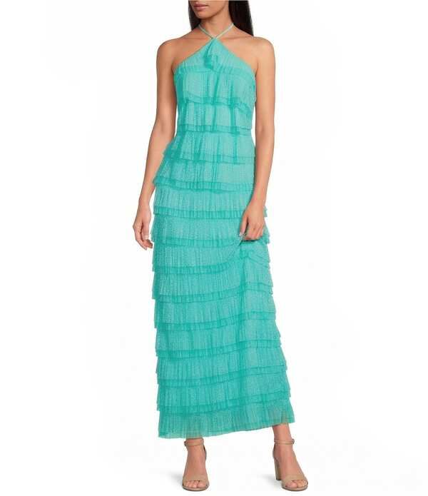 ジャンビニ レディース トップス ワンピース チュール ミディ ノースリーブ ホルター Gianni Bini Melanie Halter Neck Sleeveless Layered Tulle