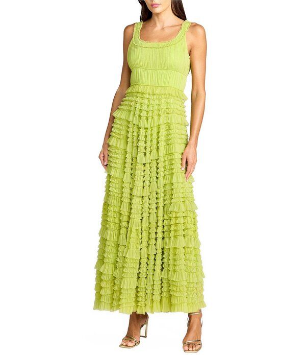 マックダガル レディース トップス ワンピース フリル メッシュ ミディ ノースリーブ Mac Duggal Mesh Micro Ruffle Sleevelesscoop Neck Midi Dr 97,790円