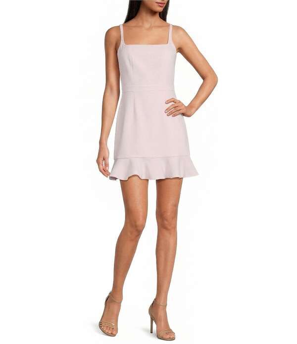 フレンチコネクション レディース トップス ワンピース ミニ ノースリーブ French Connection Whisper Square Neckline Sleeveless Frill Hem