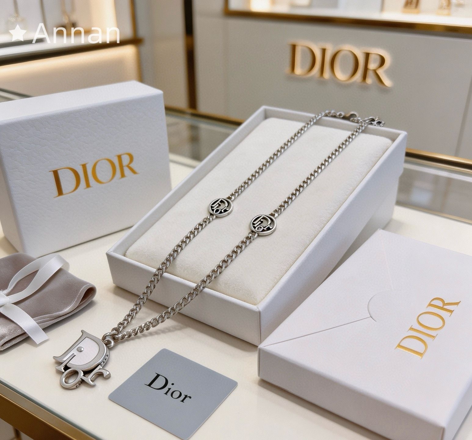 状態良 新品 CHRISTIAN DIOR クリスチャン ディオール ネックレス メンズ 結婚式 卒業式 清楚 イベント 入学式