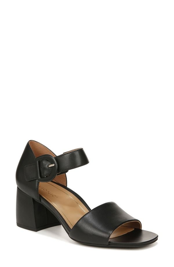 バイオニック レディース シューズ サンダル ヒール Vionichardonnay Block Heel Sandal Black Leather ブラック