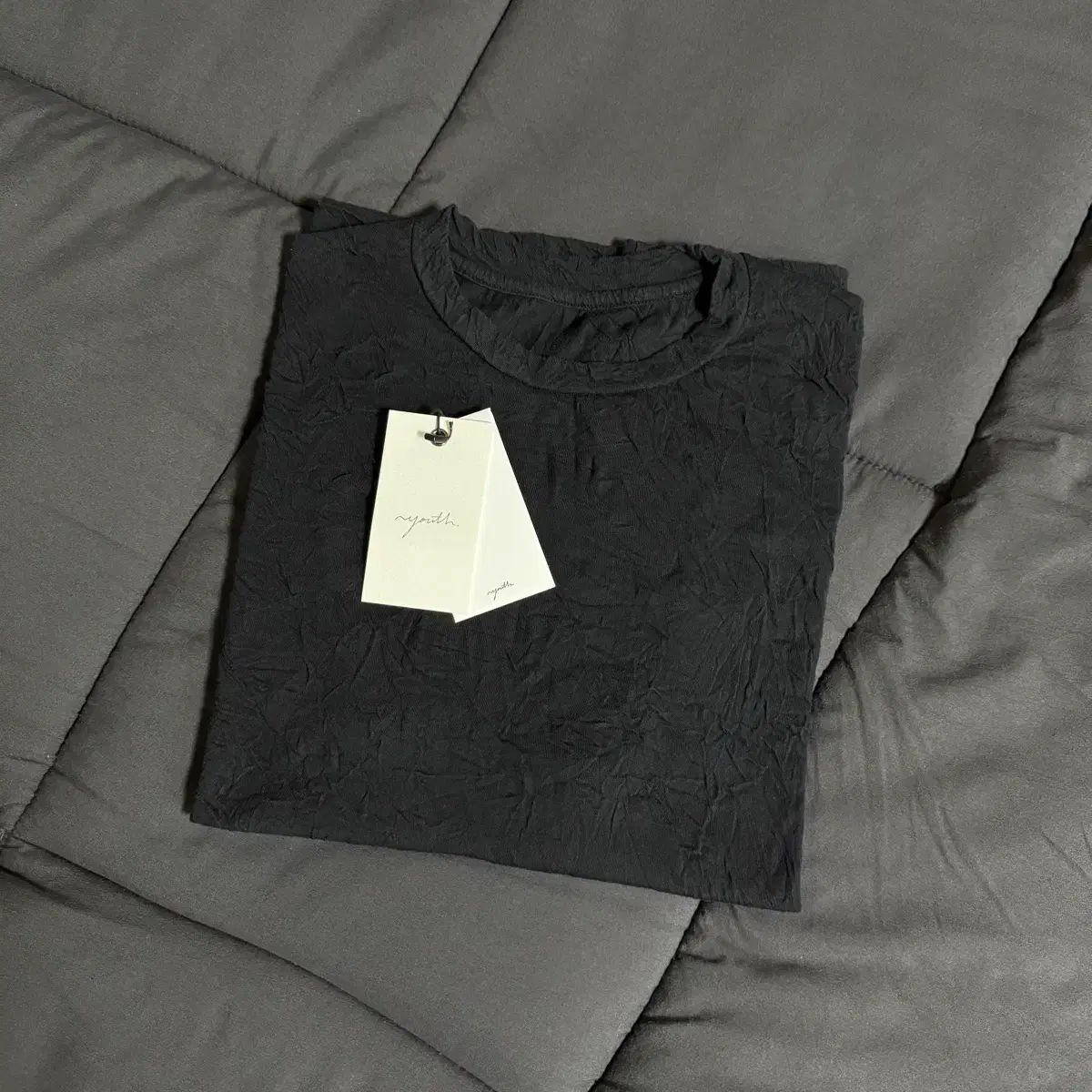 M) ユース クリーズド ラウンドネック Tシャツ ブラック