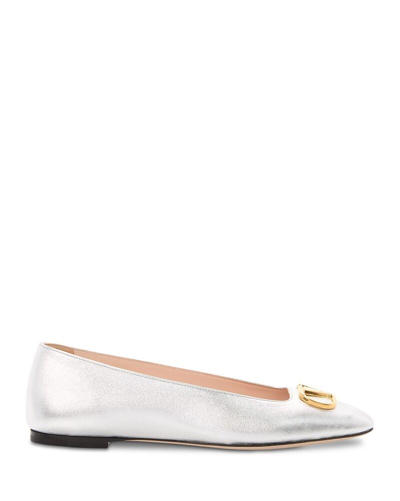 ヴァレンティノ レディース シューズ パンプス ロゴ Valentino Garavani Womens Embellished VLogo Ballet Flatsilver シルバー