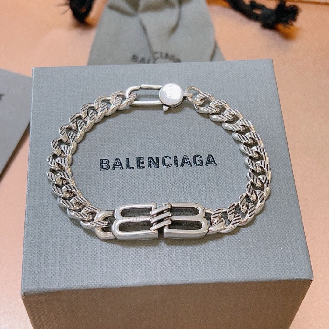 超極SSS美品 良品新品 BALENCIAGA バレンシアガ ブレスレット バングル リストバンド メンズ 結婚式 卒業式 清楚 イベント 入学式