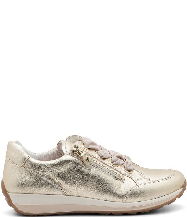 アラ レディース シューズ スニーカー レザー ara Ollie Leather Side Zip Sneakers Platinumetallic メタリック