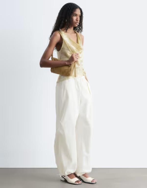 アンドアザーストーリーズ レディース ボトムス カジュアルパンツ コットン Other Stories drawstring balloon shape cotton pants Offwhite オ