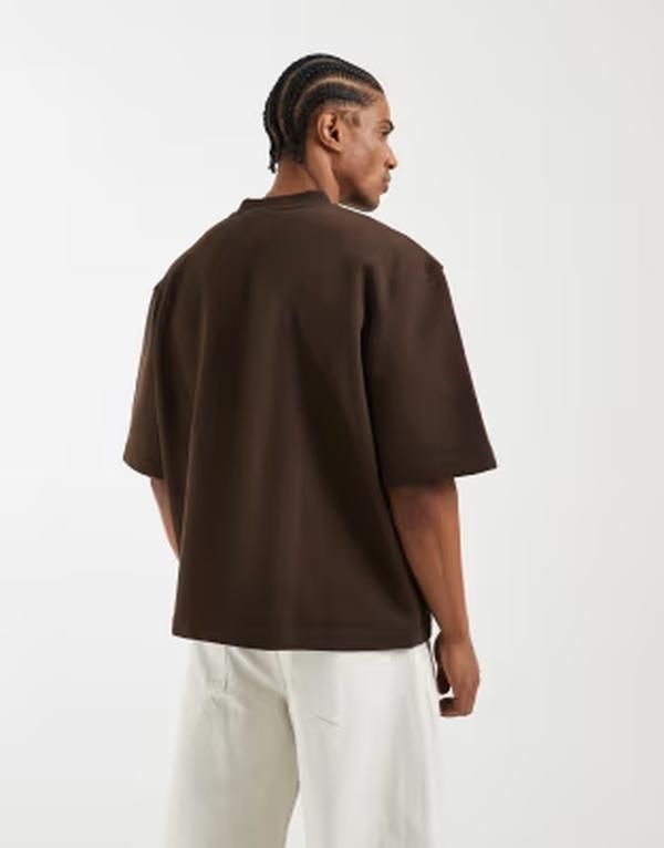 エイソス メンズ アウター パーカー・スウェット シャツ ASOS DESIGN relaxed henley sweatshirt with 34 sleeve BROWN ブラウン エイソス メンズ アウター パーカー・スウェット シャツ ASOS DESIGN relaxed henley sweatshirt with 34 sleeve BROWN ブラウン