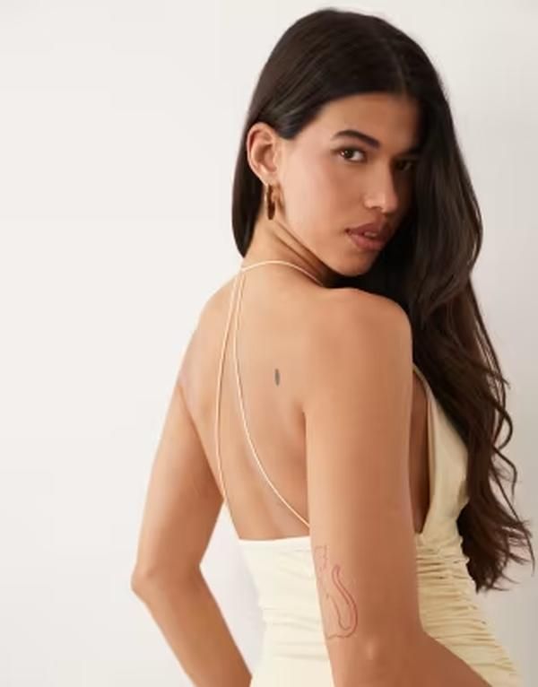 エイソス レディース トップス シャツ ウエストマーク ハイネック ホルター ASOS DESIGN polyamide high neck cinched waist halter top in c