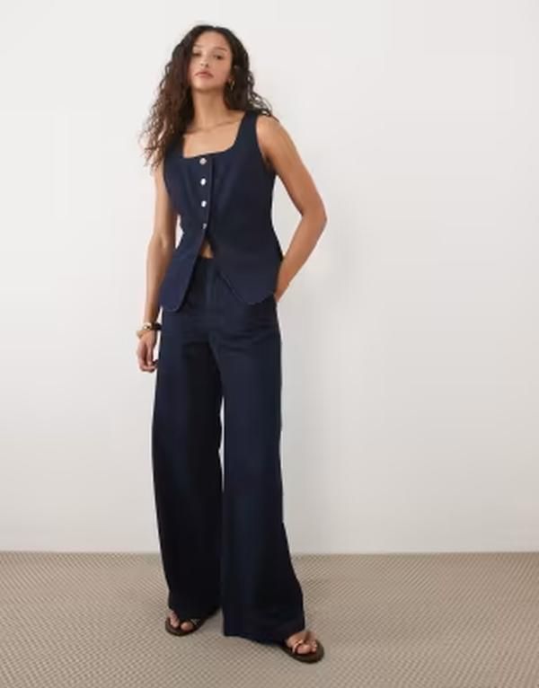 マンゴ レディース ボトムス デニムパンツ コットン ジーンズ Mango Avery 100 cotton straight jeans in dark blue part of a set BLU