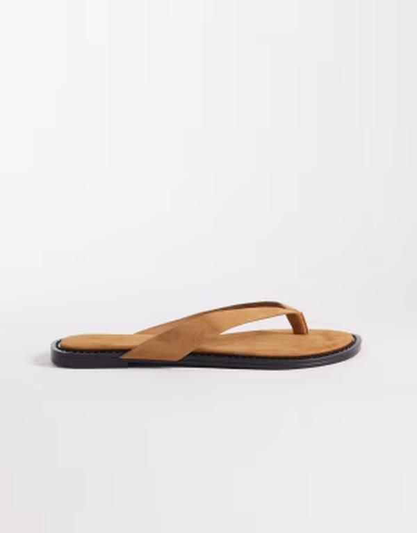 エイソス レディース シューズ サンダル スエード ASOS DESIGN Fenna premium real suede flip flops in tan Suede タン
