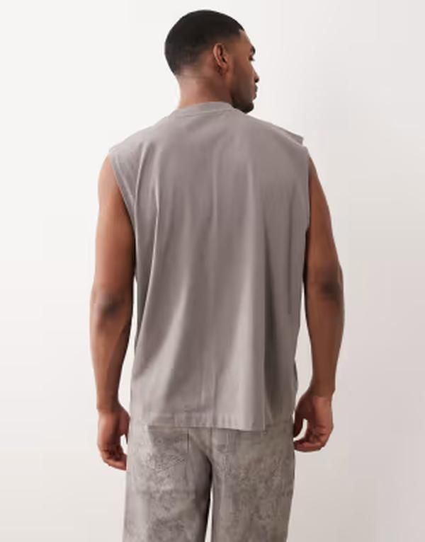 エイソス メンズ トップス ベスト ASOS DESIGN essentials oversized tank CLIFFSIDE GRAY グレー