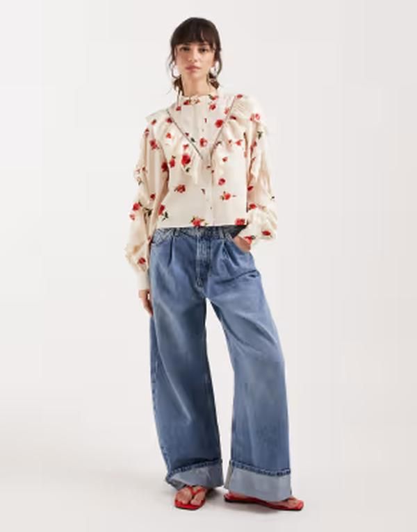 フリーピープル レディース ボトムス デニムパンツ ワイドレッグ ジーンズ Free People Alila wide leg jeans in beacon BLUE ブルー