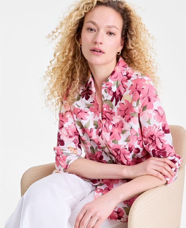 チャータークラブ レディース トップス シャツ リネン Charter Club Womens 100 Linen Shirt Created for Macys Garden Floral