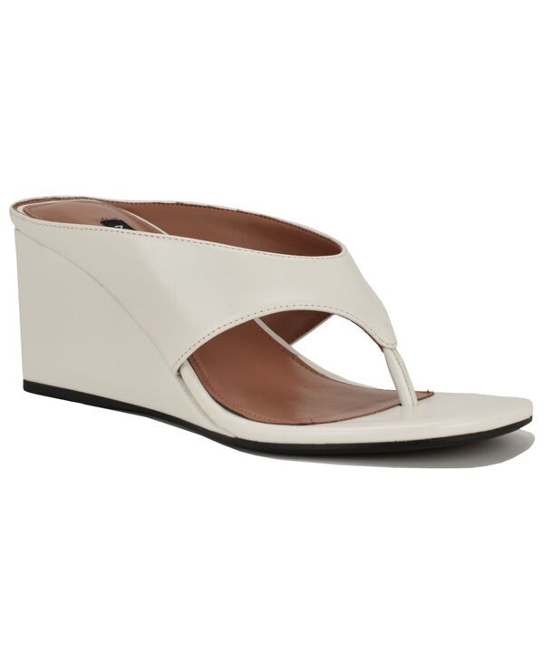 ナインウェスト レディース シューズ スリッポン・ローファー サンダル Nine West Womens Jadde SlipOn Wedge Sandals White Patent ホワイト