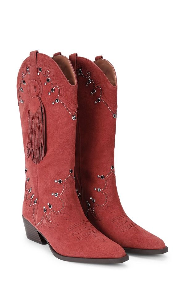 カートジェイガーロンドン レディース シューズ ブーツ・レインブーツ Kurt Geiger London Western Tassel Boot Medium Red レッド
