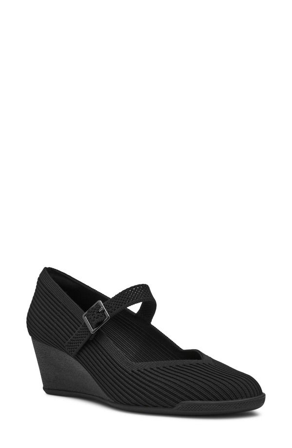 アンクライン レディース シューズ ヒール Anne Klein Trixie Wedge Mary Jane Pump Blacknit ブラック